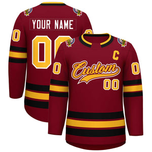 Maillot de hockey de style classique personnalisé Crimson Gold Crimson-White