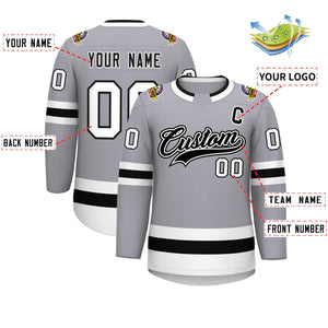 Maillot de hockey de style classique personnalisé gris noir blanc-noir