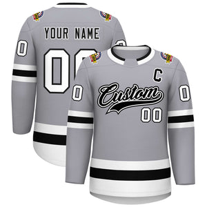 Maillot de hockey de style classique personnalisé gris noir blanc-noir