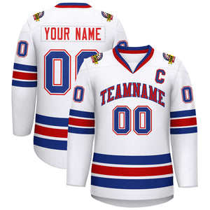 Custom White Red-Royal Classic Style Hockey Jersey