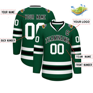 Custom Green Black-White Classic Style Hockey Jersey