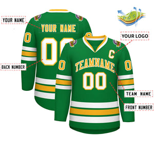 Maillot de hockey de style classique Kelly vert or-blanc personnalisé