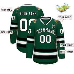 Maillot de hockey de style classique vert blanc-noir personnalisé