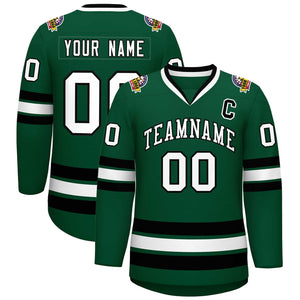 Maillot de hockey de style classique vert blanc-noir personnalisé