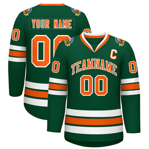 Custom Green Orange-White Classic Style Hockey Jersey