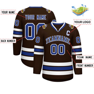 Custom Brown Royal-White Classic Style Hockey Jersey