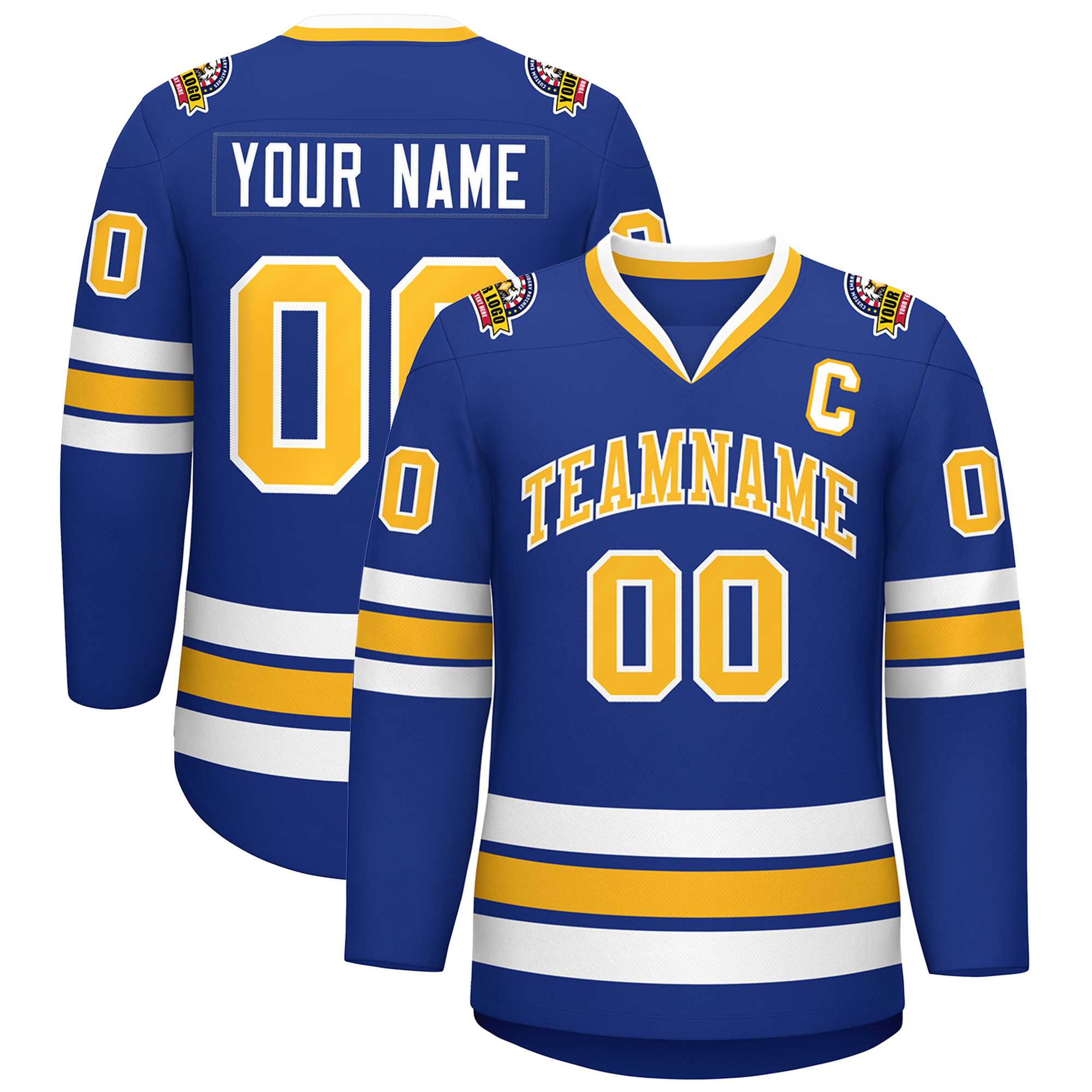 Maillot de hockey de style classique Royal Gold-White personnalisé