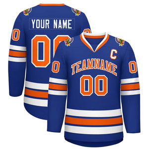 Custom Royal Orange-White Classic Style Hockey Jersey