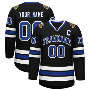 Maillot de hockey de style classique noir royal-blanc personnalisé