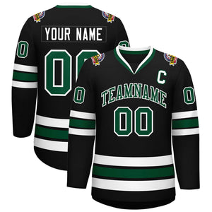 Maillot de hockey de style classique noir vert-blanc personnalisé