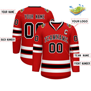 Custom Red Black-White Classic Style Hockey Jersey