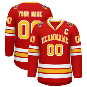 Maillot de hockey de style classique personnalisé rouge or-blanc