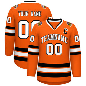 Maillot de hockey de style classique personnalisé orange blanc gris-noir