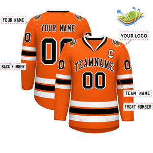 Custom Orange Black-White Classic Style Hockey Jersey