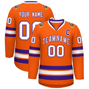 Custom Orange White-Purple Classic Style Hockey Jersey