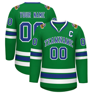 Maillot de hockey de style classique Kelly Green Royal-White personnalisé