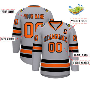 Custom Gray Orange-Black Classic Style Hockey Jersey