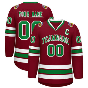 Maillot de hockey personnalisé Crimson Kelly vert-blanc de style classique