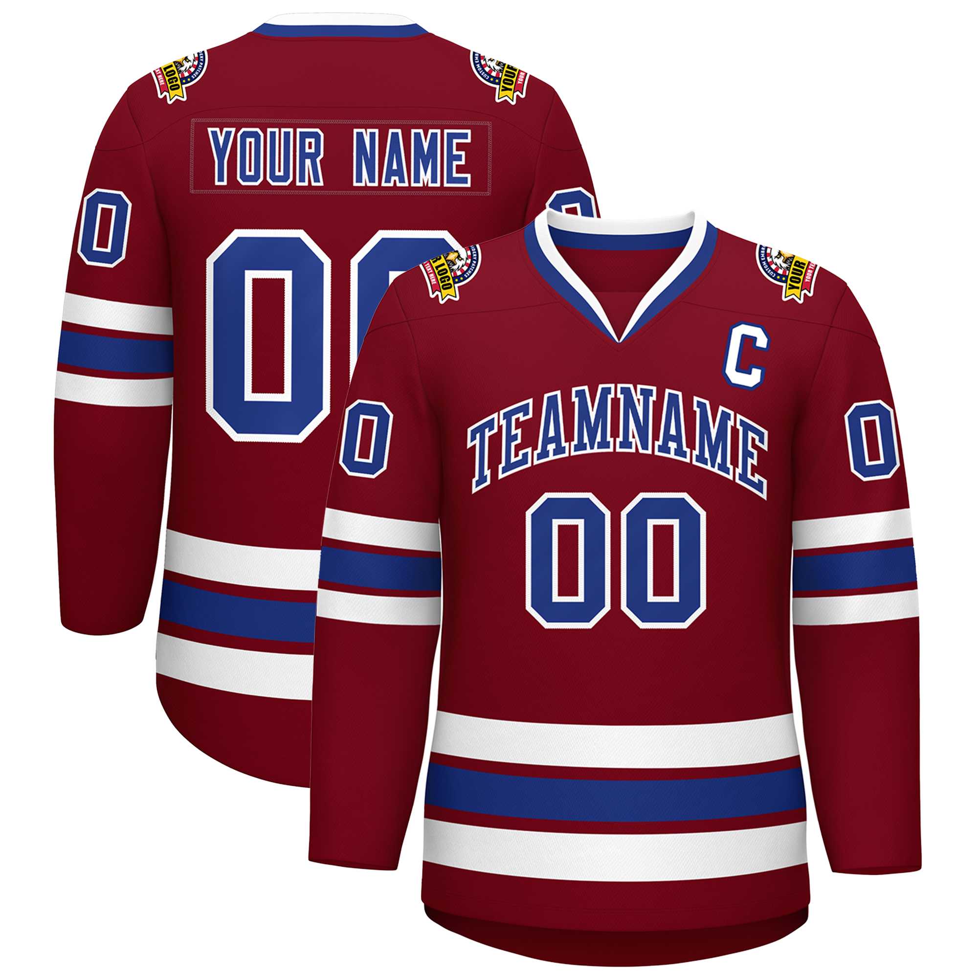 Custom Crimson Royal-White Classic Style Hockey Jersey