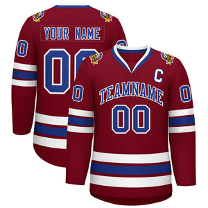 Maillot de hockey de style classique cramoisi personnalisé-blanc