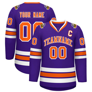 Maillot de hockey de style classique violet orange-blanc personnalisé