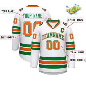 Maillot de hockey personnalisé blanc Kelly vert blanc-Orange, style classique