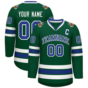 Custom Green Royal-White Classic Style Hockey Jersey