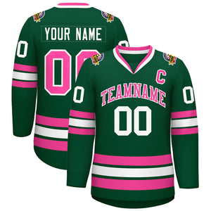 Maillot de hockey de style classique vert rose-blanc personnalisé