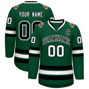 Maillot de hockey de style classique vert noir-blanc personnalisé