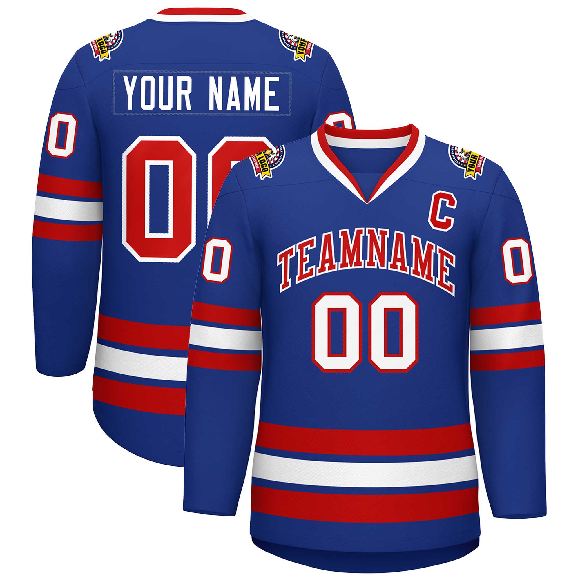 Custom Royal Red-White Classic Style Hockey Jersey