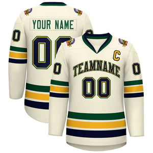 Custom Khaki Navy Gold-Green Classic Style Hockey Jersey