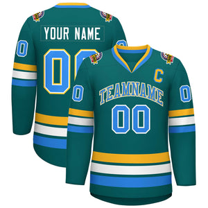 Maillot de hockey de style classique Aqua Powder Blue White-Gold personnalisé