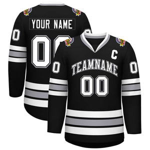 Custom Black White Black-Gray Classic Style Hockey Jersey