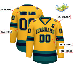 Maillot de hockey personnalisé de style classique Gold Navy Gold-Aqua