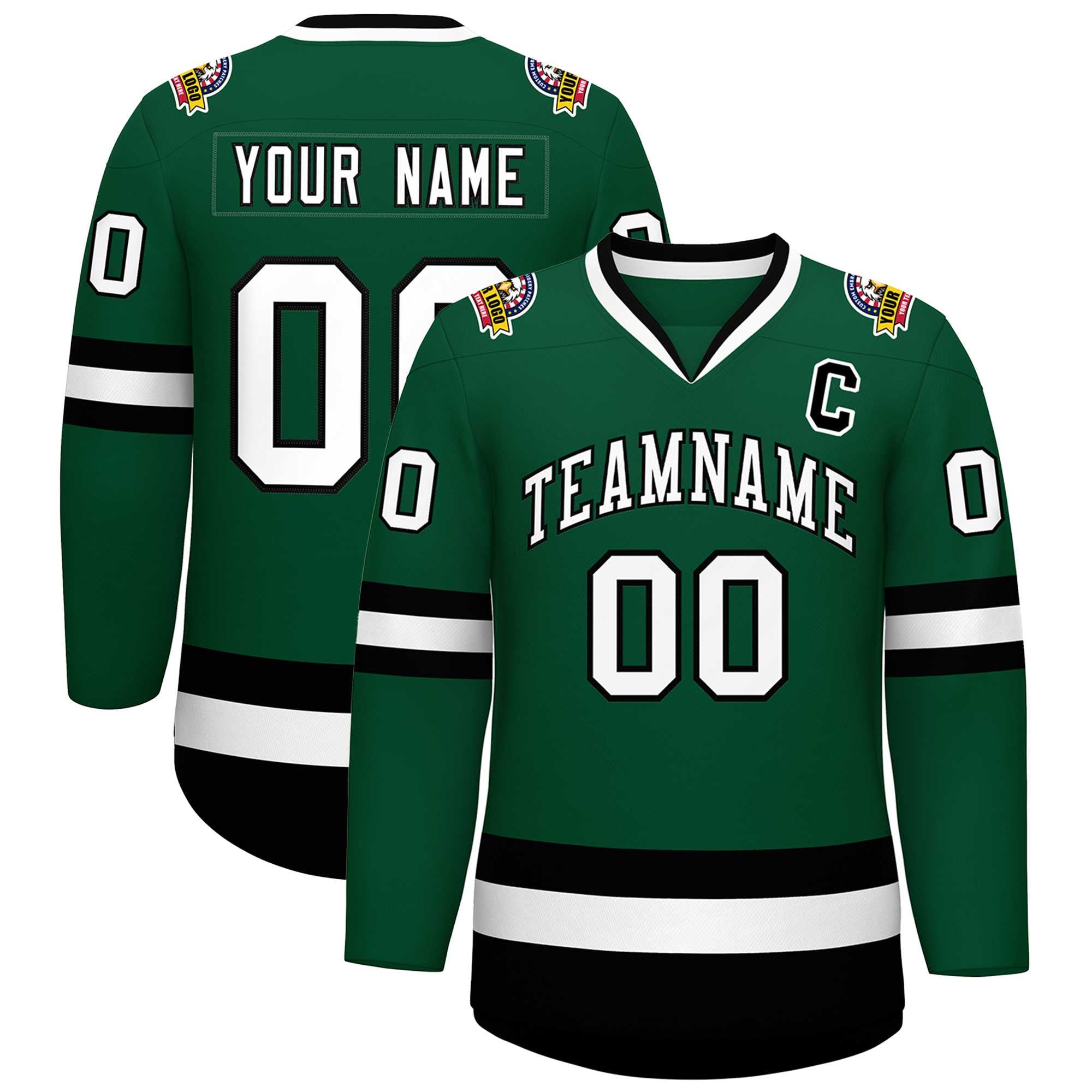 Custom Green White-Black Classic Style Hockey Jersey