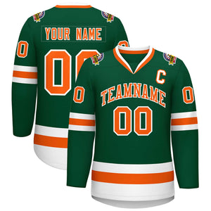 Custom Green Orange-White Classic Style Hockey Jersey