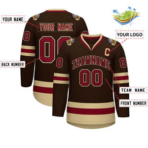 Maillot de hockey de style classique marron cramoisi-noir personnalisé