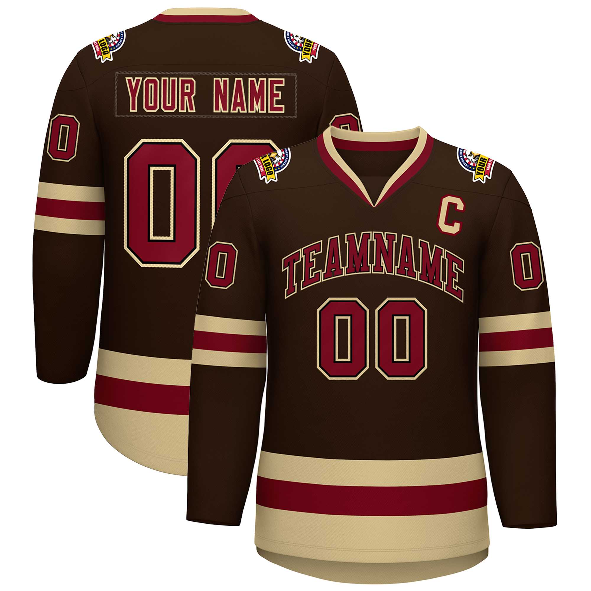 Maillot de hockey de style classique marron cramoisi-noir personnalisé