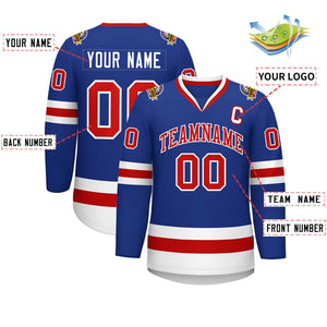 Custom Royal Red-White Classic Style Hockey Jersey