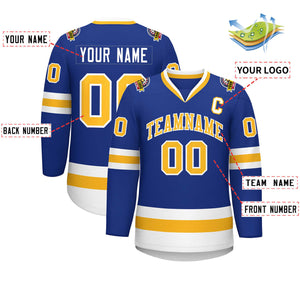 Custom Royal Gold-White Classic Style Hockey Jersey