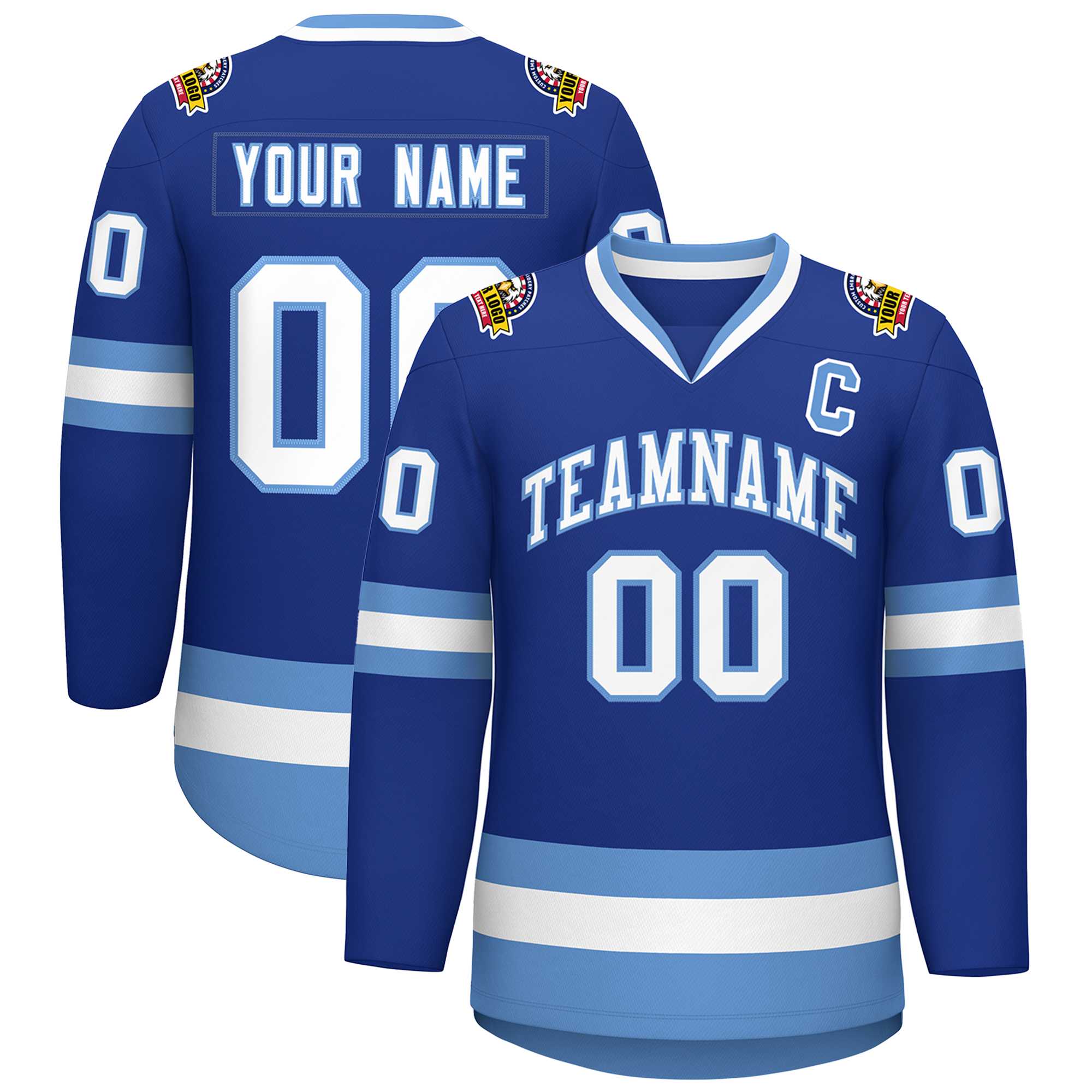 Maillot de hockey de style classique Royal blanc-bleu clair personnalisé