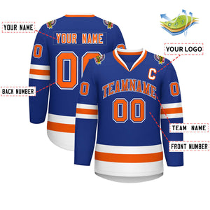 Custom Royal Orange Royal-White Classic Style Hockey Jersey