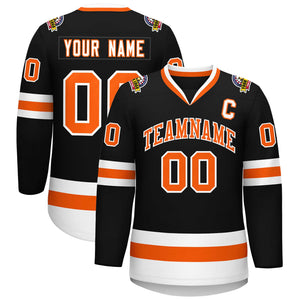 Maillot de hockey de style classique noir orange-blanc personnalisé