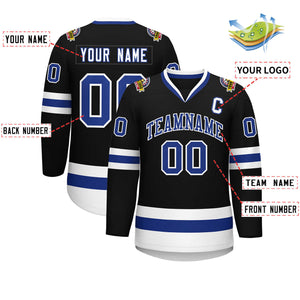 Maillot de hockey de style classique noir royal-blanc personnalisé