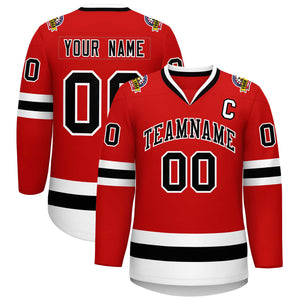 Custom Red Black-White Classic Style Hockey Jersey