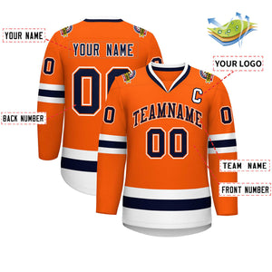 Custom Orange Navy Orange-White Classic Style Hockey Jersey