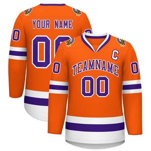 Maillot de hockey de style classique orange violet-blanc personnalisé