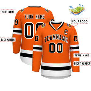 Custom Orange Black-White Classic Style Hockey Jersey