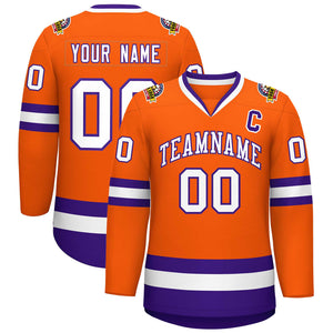 Maillot de hockey de style classique orange blanc-violet personnalisé