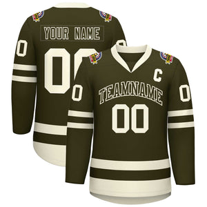 Custom Olive Olive-Khaki Classic Style Hockey Jersey